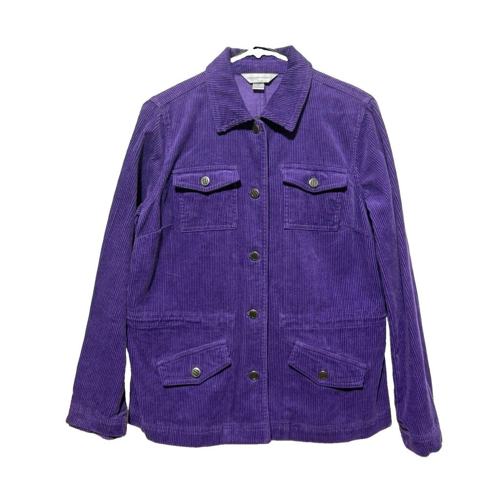 Christopher & Banks Womens Purple Corduroy Jacket 100% Cotton Size Small